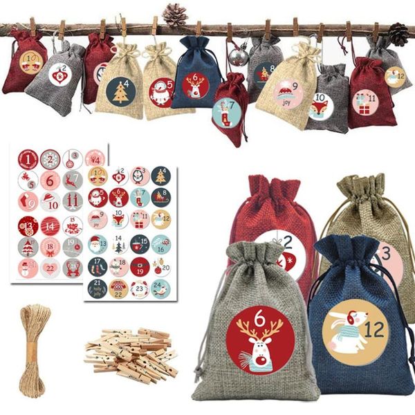 

christmas decorations advent calendar bags 4 colors gift diy set candy storage pouch embellishments