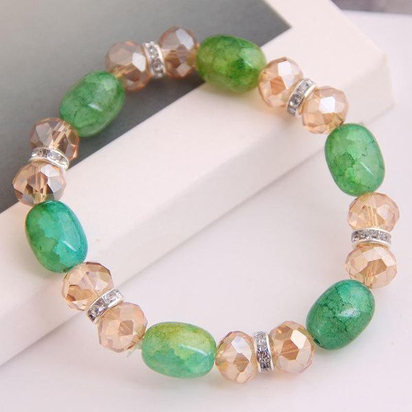 

beaded, strands bohemia crystal bracelets & bangles for women elastic strand bangle simple small daisy pendant bracelet jewelry accessories, Black