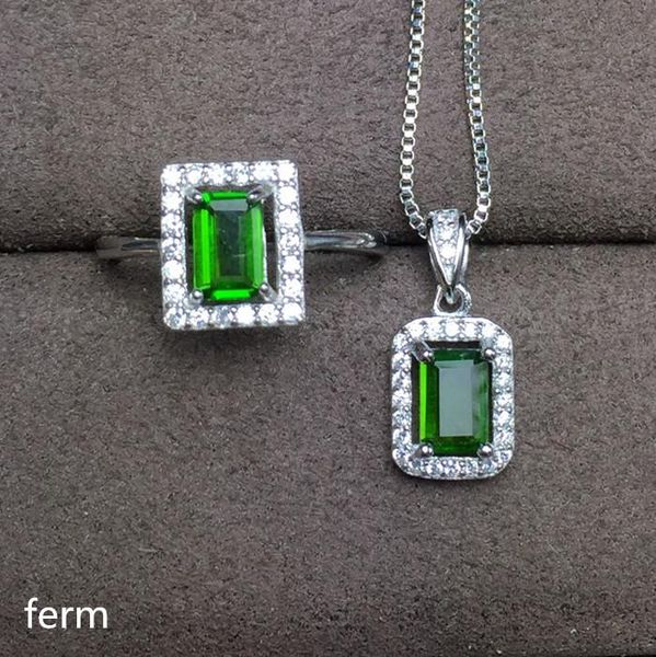 

bracelet, earrings & necklace kjjeaxcmy exquisite jewelry 925 pure silver inlaid natural diopside square female set ring pendant 2 pieces., Black