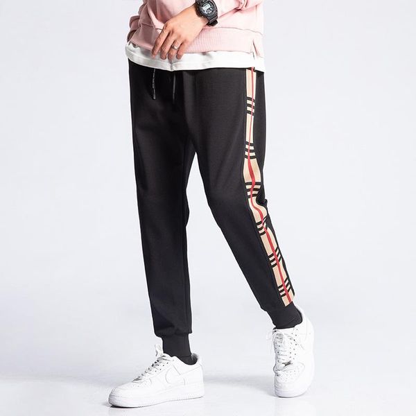 

men's pants kxbs loose and handsome plaid casual spring season fashion brand, Black