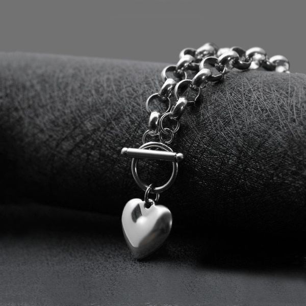 

pendant necklaces titanium steel necklace stainless jewelry with chain love heart-shaped simple female girlfriend accessories, Silver