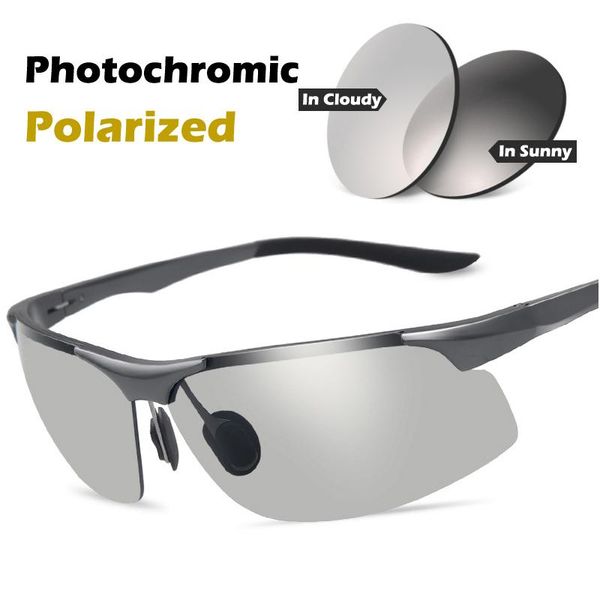 

outdoor eyewear men's pochromic polarized aluminum magnesium alloy frame sunglasses male safety cycling driving fishing uv400 sun glass