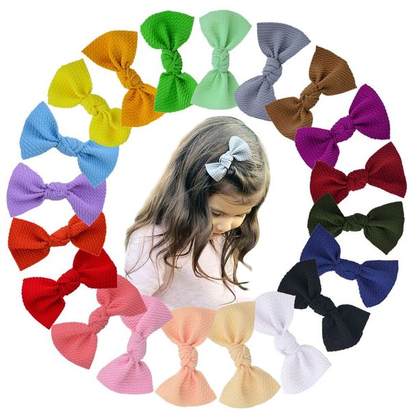 Novo 4inch Solid Cotton Tecido Bow Meninas Cabelo Curva Com Clipes, Escola Menina Knotbow Headdress Acessórios De Cabelo