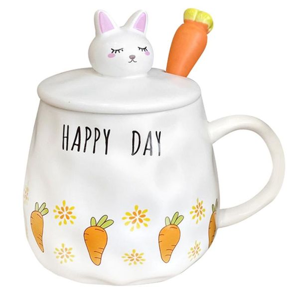

mugs cartoon breakfast cup carrot mug coffee with lid and spoon (random)