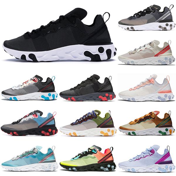 

new classic original element 55 87 react running shoes triple black white anthracite sail dark grey red pale pink moss orange peel royal tin