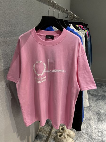 

women's t-shirt spring and summer high version b wheat grain printing loose round neck fashion brand os t-shirt short sleeve, White