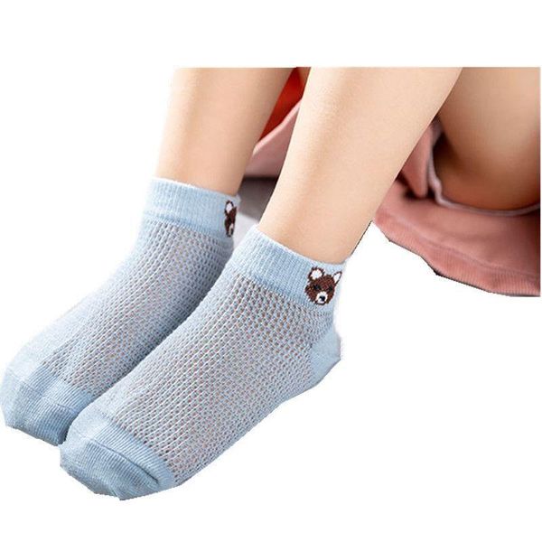 

pairs children's socks baby boys girls tube breathable non-slip short sock for kids spring summer mesh cotton student-socks, Pink;yellow