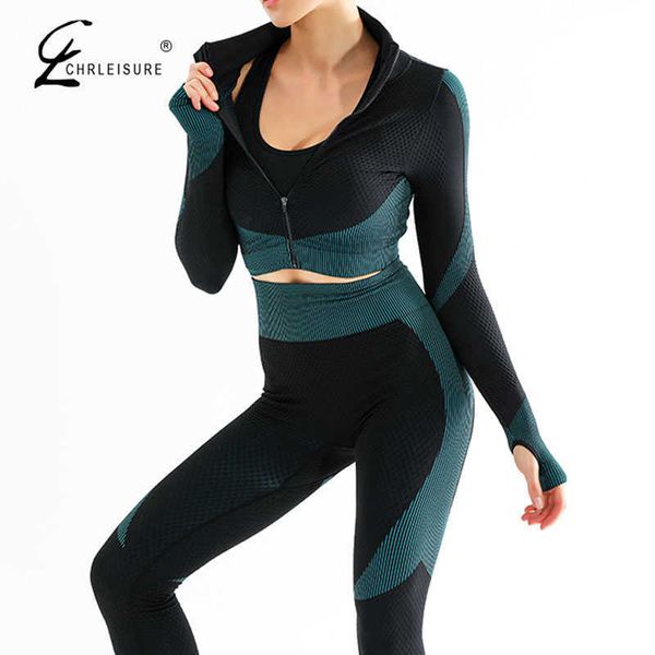 

seamles set sports gym suits fitness sport long sleeve clothing 210930, White