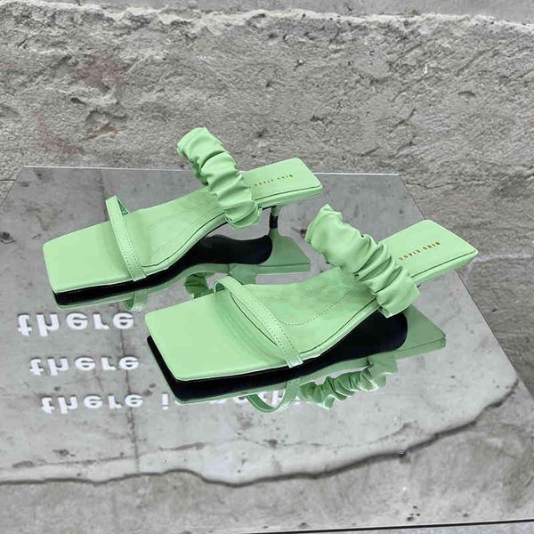 

sandals casual women slippers open toe solid color shallow mules shoes thin low heels green summer flip flops size 39 so98, Black