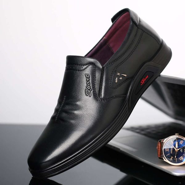 

ZYFM Casual shoes Casual shoes 2HM7Leather new 2021 casual with cow flat bottom and breathable business low top men's C6LX 64YB, Black