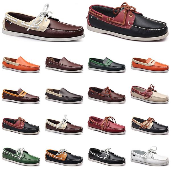 

179 womens sneakers sailing shoe mens casual leather shoes black white red green orange brown outdoor trainers size 38-45