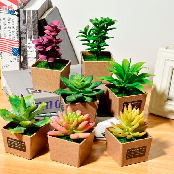 

decorative flowers & wreaths artificial pant ornaments simulation succulents with plastic flower pots set home garden decor craft plants