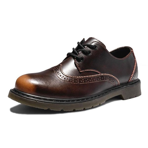 

dress shoes breathable men's oxford bussiness shoe men flats fashion genuine leather casual male, Black