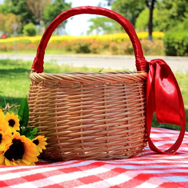 

storage baskets hand gift flower basket wedding box straw