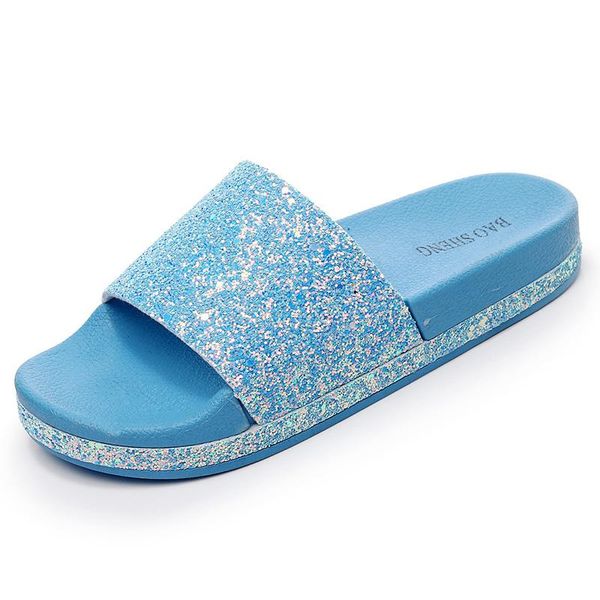 

slippers brand women summer fashion home glitter sandals comfortable platform ladies shoes chaussures femme, Black