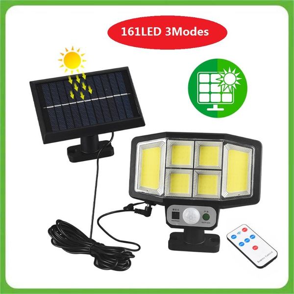 

solar lamps 161led powered wall light outdoor waterproof pir motion sensor lighting park courtyard fence street garden decoration lamp