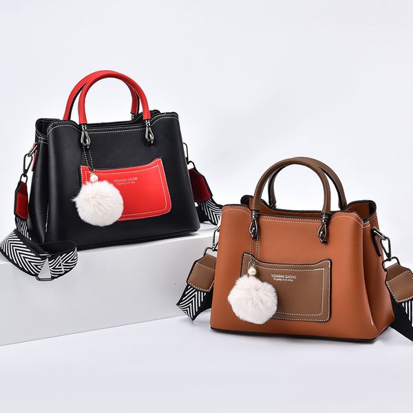 

handbag women's bag 2021 spring fashion color matching commuting simple one shoulder messenger, Black;red