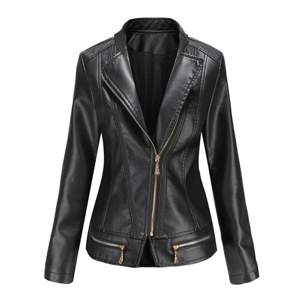 

women's jackets spring and autumn clothing faux leather short slim jacket for women pu lapel fashion small garment coat#f3, Black;brown