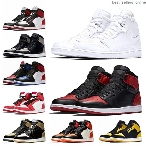 

women mens trainers sneakers jumpman 1 1s basketball shoes triple white olive canvas chicago shadow unc bred toe game royal blue off, Black