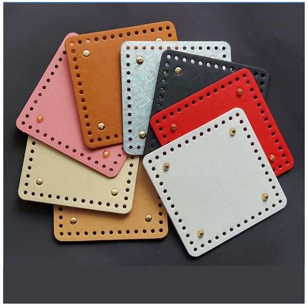 

bag parts & accessories color knitting crochet pu leather square bottom shaper cushion hand-woven pad for cross body making women girls, Black