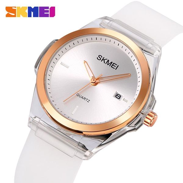 

wristwatches luxury women's watches fashion silicone strap quartz watch calendar display ladies casual dress bracelet simple clock skme, Slivery;brown
