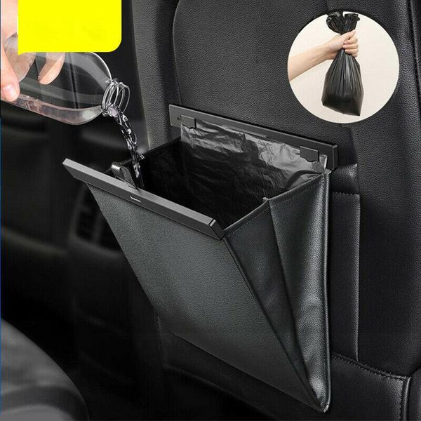 

car organizer leather garbage bin trash waterproof seat bag