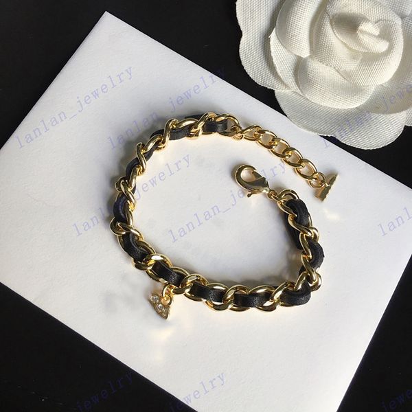 

l-c04 designer bracelets leather bracelet brass material cassic letter logo luxury jewelry wholesale with box, Golden;silver