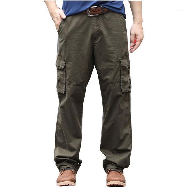 

men's spring pants casual business loose mens militar overalls green, Black