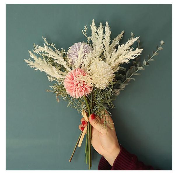 

decorative flowers & wreaths artificial bride holding green plants simulation wedding home decorations pography props fake flower