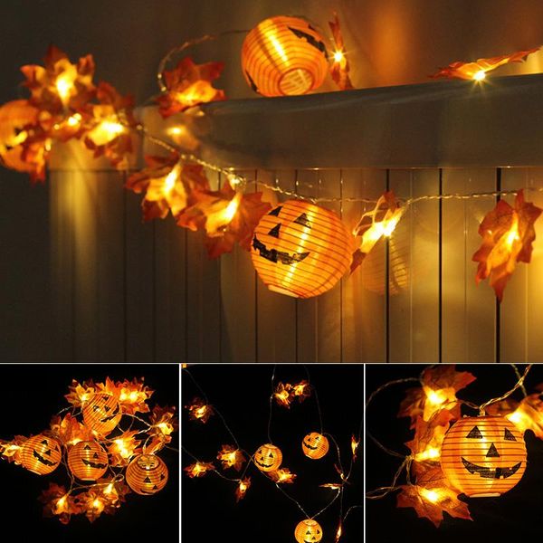 

strings 10/20 led pumpkin maples leaf garland string lights halloween 3d for j8