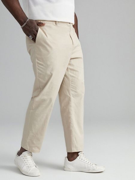 

extended sizes men slant pocket solid pants k4mu#, Black