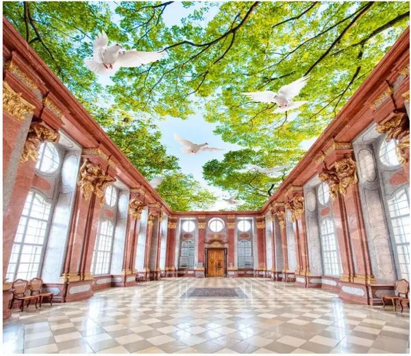 

wallpapers custom po 3d ceiling murals wallpaper blue sky white clouds green leaves home decor wall for walls 3 d