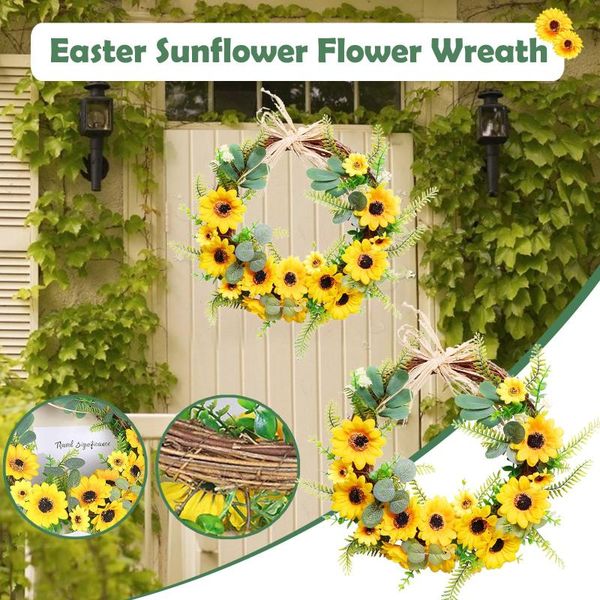 

mats & pads easter artificial yellow sunflower wreath decorative for home front door wallsupport wholesale and drop