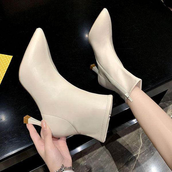 

boots 2021 fashion products black pointed toe heel ankle for women