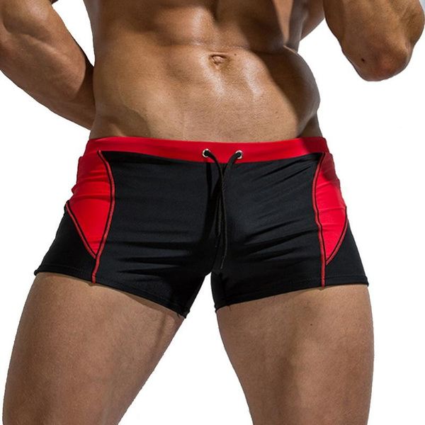 

men's shorts shujin 2021 summer mens swim trunks quick dry bathing suits spa color matching drawstring pockets swimwear, White;black