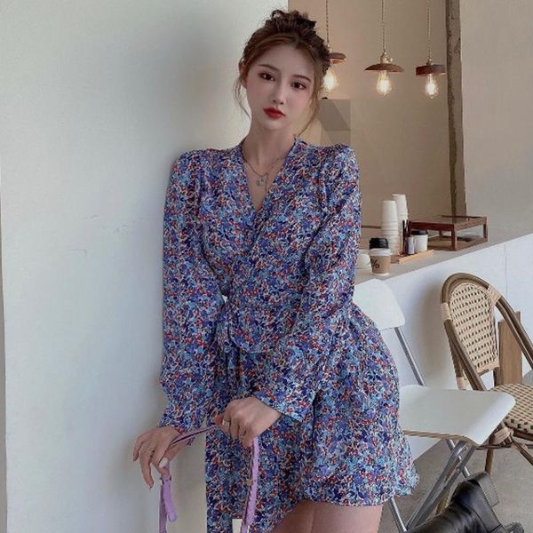 

casual dresses vintage long sleeve print v-neck a-line short dress women's clothing spring autumn female vestidos fashion brand, Black;gray