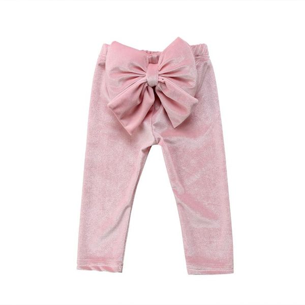 

trousers princess toddler kids baby girls party wedding bowknot bottoms velvet long pencil pants soft stretch high waist clothes, Blue
