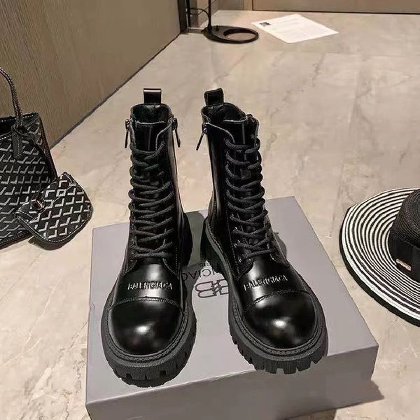 

boots female summer new lace up british style short cool motorcycle big head thick soled martin outlets, Black
