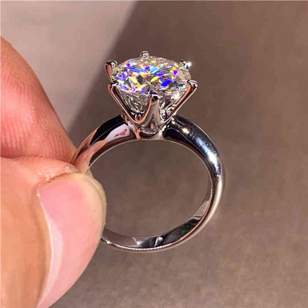 

5.0ct moissanite engagement ring women 14k white gold plated lab diamond sterling silver wedding s jewelry box include, Slivery;golden
