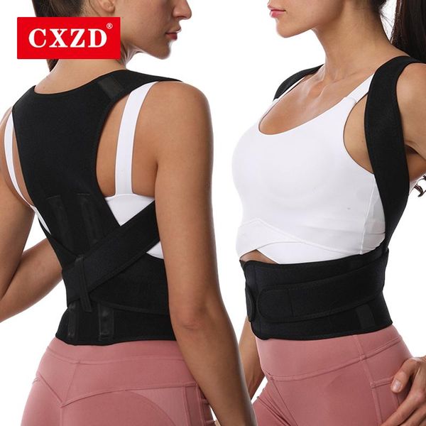 

women's shapers cxzd lumbar posture corrector spine shoulder support belt clavicle band adjustable brace correction humpback back, Black;white