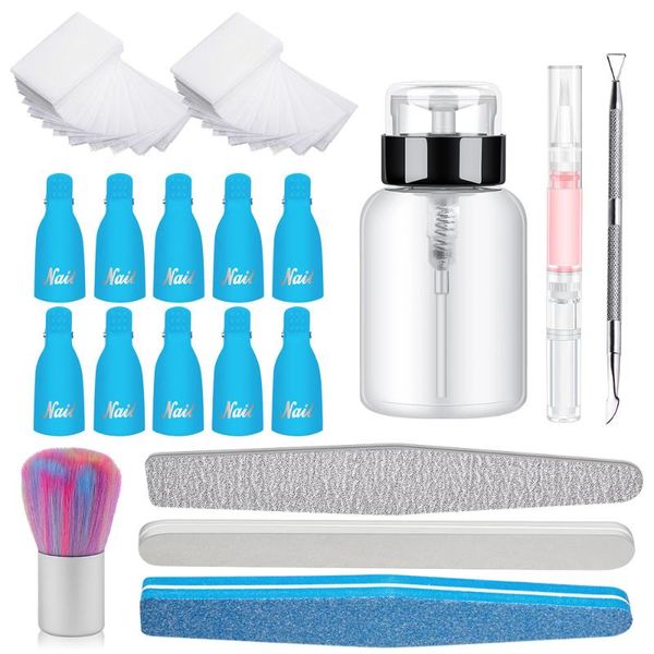 

nail art kits 9pcs/set polish remover tools 400pcs cotton pads10pcs caps 3pcs file clean