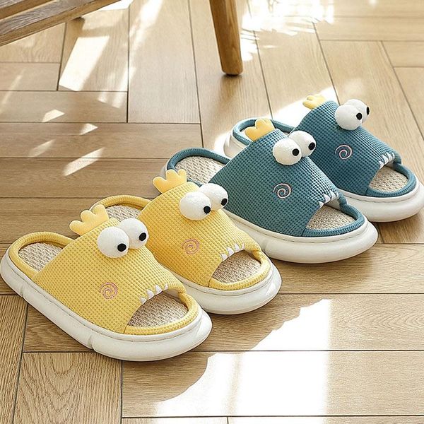 

slippers women cotton open toe female cartoon home shoes 2021 sweet casual ladies bedroom flats couples indoor soft bottom, Black