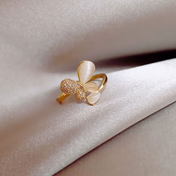 

simple cold wind cat's eye butterfly index finger opening female personality fashion light luxury ring, Silver