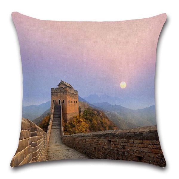 

great wall of china pos printed view cushion cover pillow case chair sofa seat decorative for home friend kids bedroom gift cushion/decorati