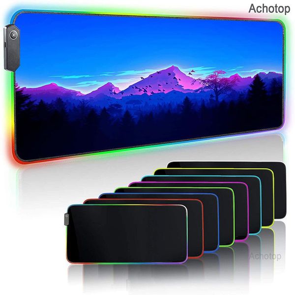 

mouse pads & wrist rests landscape mountain mousepad rgb gaming led computer mat gamer pad desk 900x400 large keyboard xxl