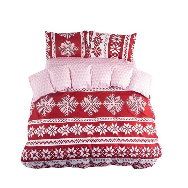 

bedding sets christmas duvet cover set snowflake pattern holiday 3 / 4pcs soft microfiber comforter red be