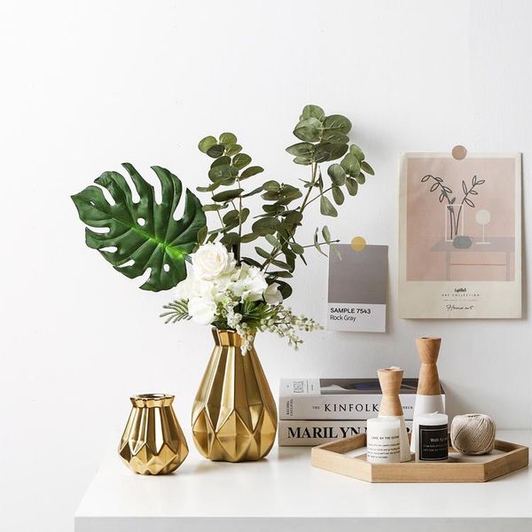 

vases nordic style golden ceramic vase decoration living room wine cabinet hydroponic flower