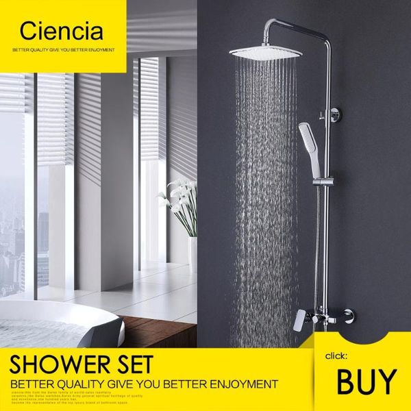 

brass cienica chrome shower faucets set waterfall wall mixer tap rain heads with hose bathroom sets