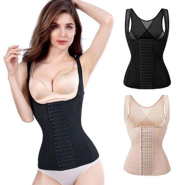 

women's shapers waist trainer body shaper steel bones slimming underwear girdles bodsuit slim belt vest modeling strap shaperwear corse, Black;white