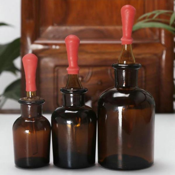 

lab supplies 3pcs/lot transparent or brown clear glass dropping bottle drip bottles with rubber dropper for laboratory experiment test